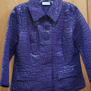 Chico's Dressy Purple 3/4 Sleeve Jacket Size Small (Chico's size 0 = 6/8) NWT